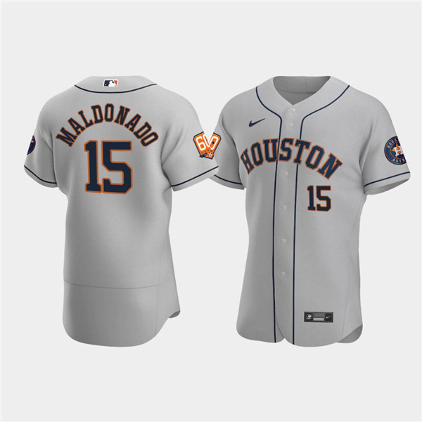 Men's Houston Astros #15 Mart??n Maldonado Gray 60th Anniversary Flex Base Stitched Baseball Jersey